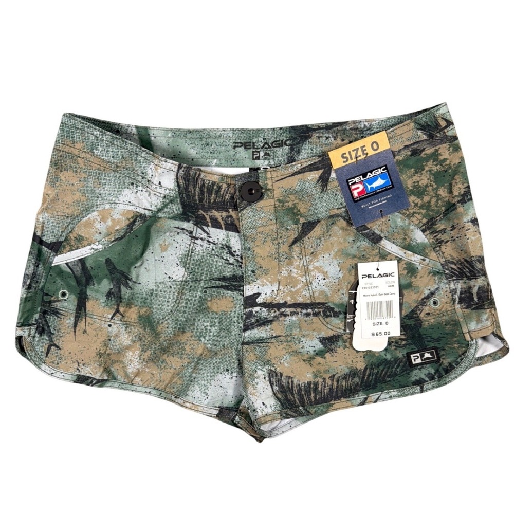 Pelagic Moana Hybrid Shorts Womens 0 Open Seas Camo Fishing Boardshorts NWT